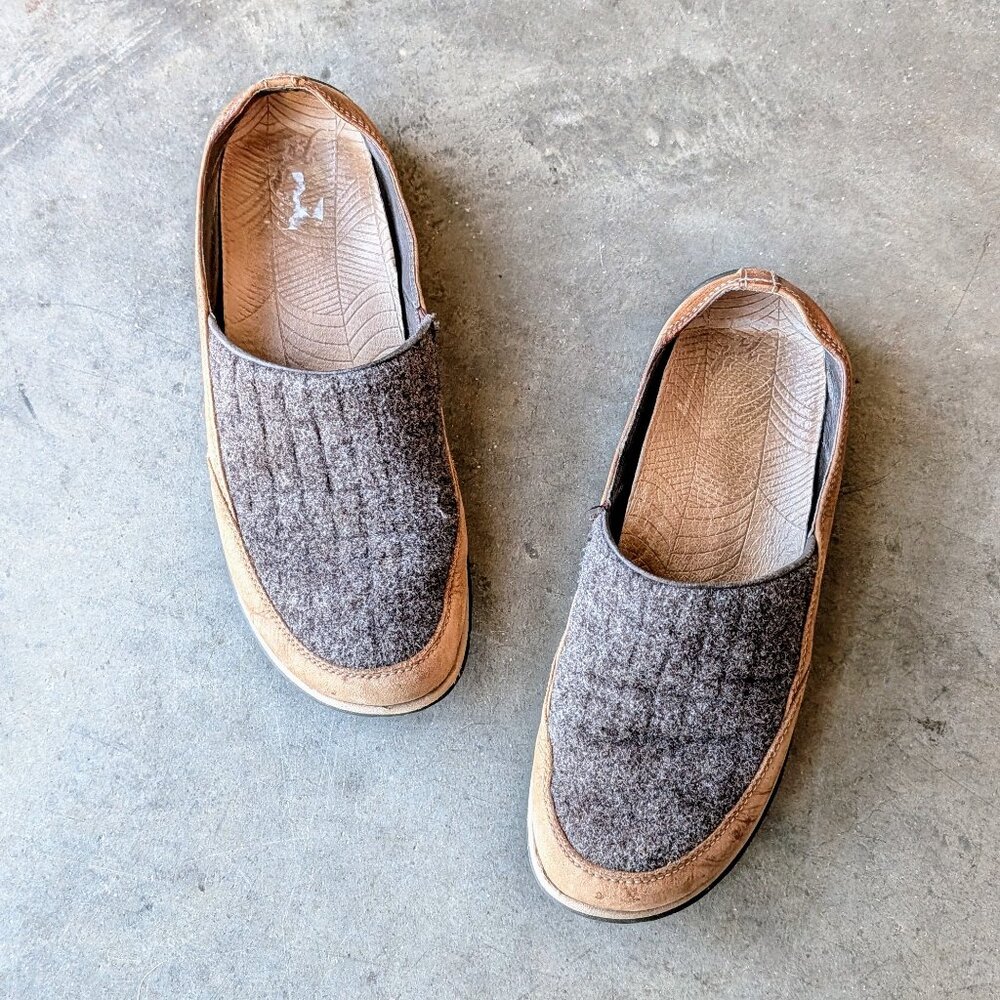 Chaco Quinn Java Brown Wool Leather Slide Slipper Clogs size US 9